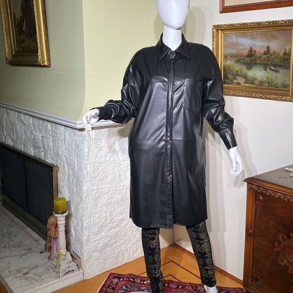 NWT Retrod Vegan Leather Coat Dress - Picture 8 of 15